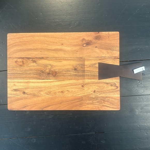 Creative Co-Op Acacia Wood Cutting Board w/ Bkack Handle - Picture 2 of 4